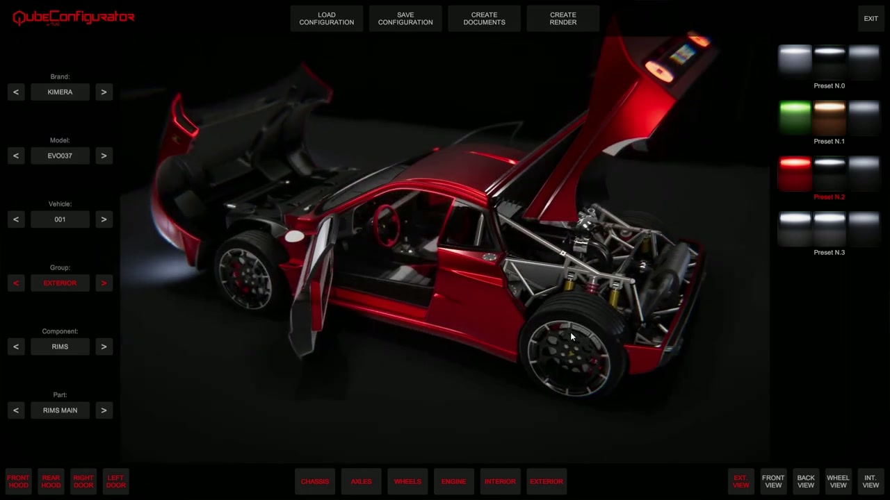 Real-time automotive configurator rebuilding a vehicle from CAD data
